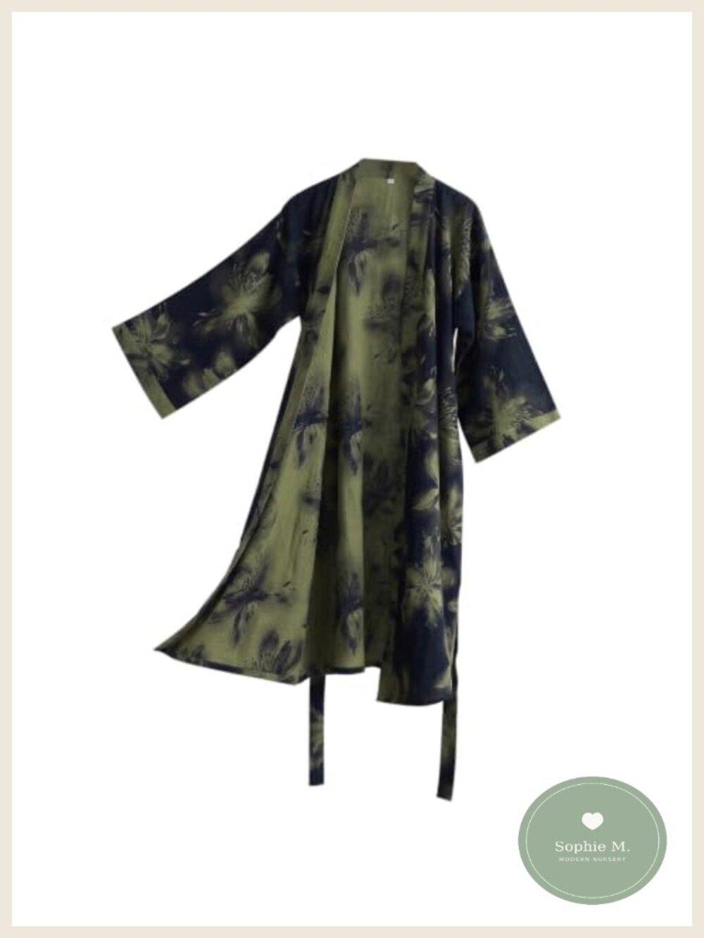 100% Cotton Gauze Jacquard Floral Kimono Robe Long Loungewear Bathrobe